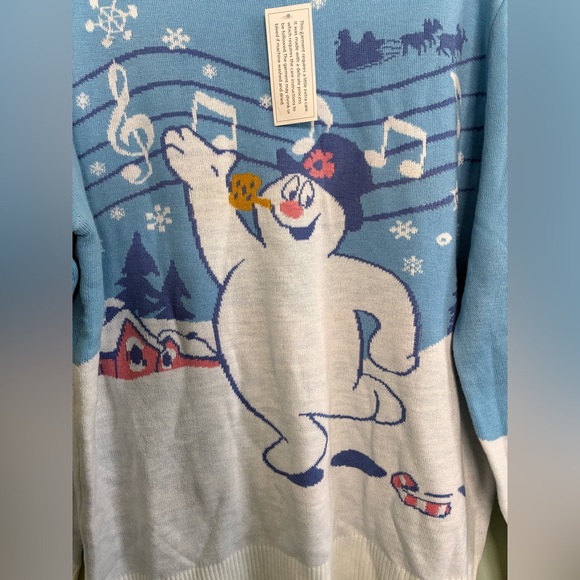 Frosty the Snowman Pastel Crewneck Christmas Holiday Sweater Sz L - Picture 4 of 4